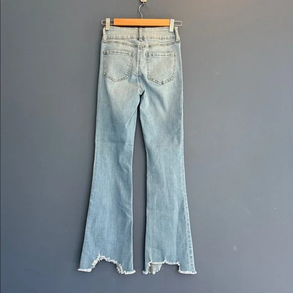 Rewash Light Blue Flare Jeans with Distressed Hem - Picture 3 of 4